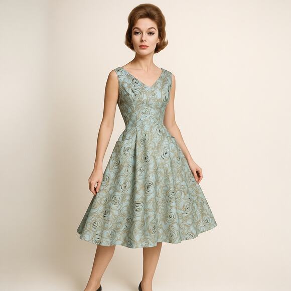 Vintage Dresses & Skirts - Vintage Mad Men Era 1960s Cocktail Gored Party Dress EVC